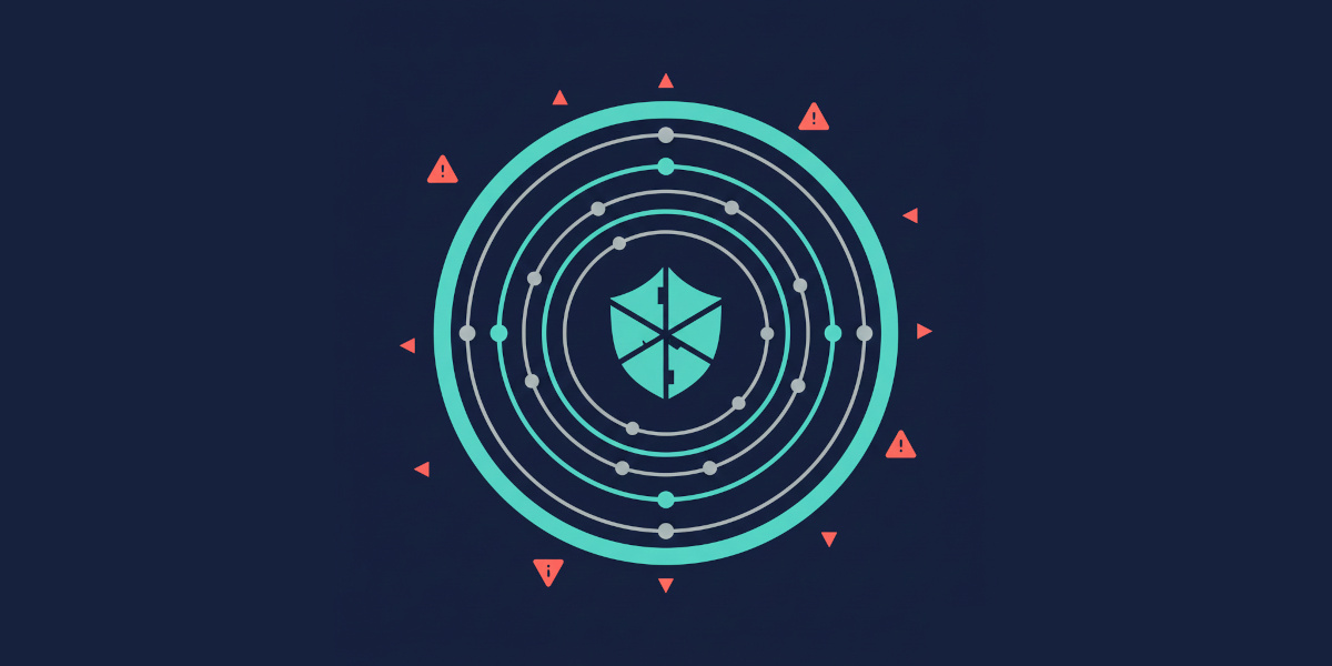 Visual representation of AI risk assessment - concentric protective layers analysing data flows