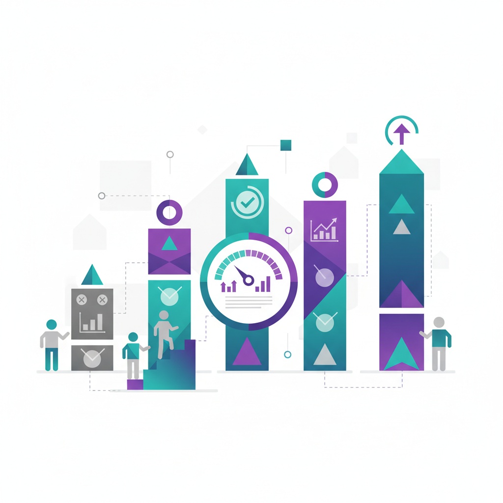 Visual representation of AI readiness assessment showing five interconnected dimensions with growth indicators